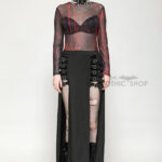 tw620 black and red tie dye mesh versatile gothic top by dark in love