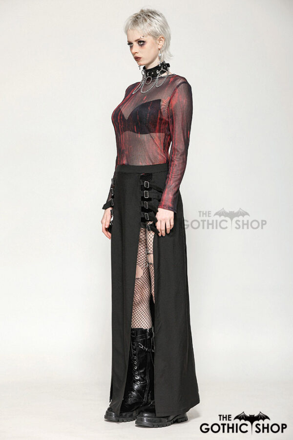 tw620 black and red tie dye mesh versatile gothic top by dark in love