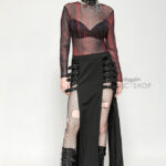 tw620 black and red tie dye mesh versatile gothic top by dark in love