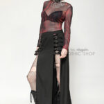 tw620 black and red tie dye mesh versatile gothic top by dark in love