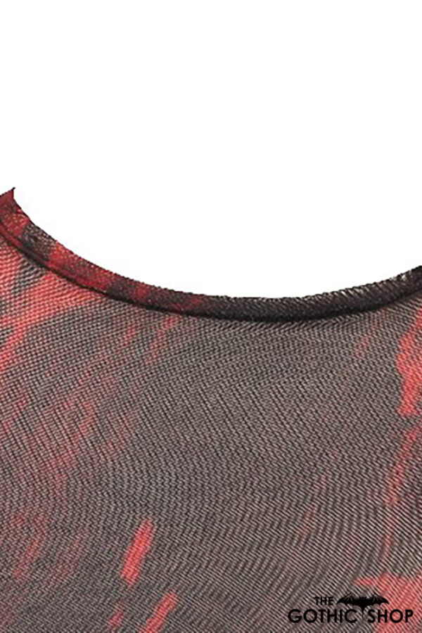 tw620 black and red tie dye mesh versatile gothic top by dark in love