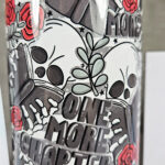 reader book skeleton one more chapter gothic 20oz straight tumbler with option to personalise