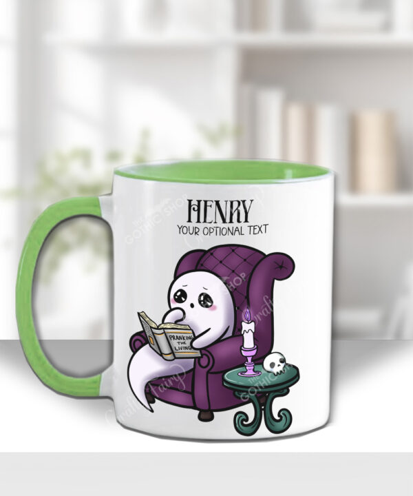 ghostie reader gothic spooky ceramic mug with option to personalise