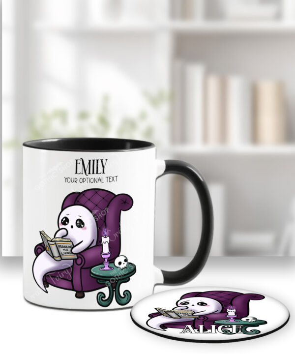 ghostie reader gothic spooky ceramic mug with option to personalise