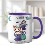 cats in teacups gothic ceramic mug with option to personalise