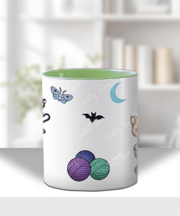 cats in teacups gothic ceramic mug with option to personalise