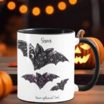 celestial bats gothic ceramic mug with option to personalise