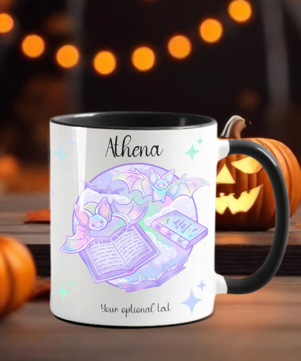 friggin bats & books pastel pink blue gothic ceramic mug with option to personalise