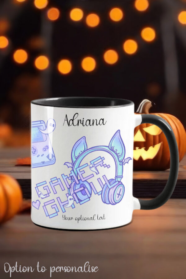 gamer ghoul pastel pink and bluegothic ceramic mug with option to personalise