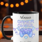 gamer ghoul pastel pink and bluegothic ceramic mug with option to personalise