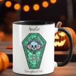 dead thirsty skulls gothic halloween ceramic mug with option to personalise