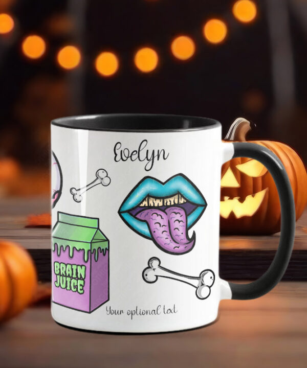 zombie brain juice gothic ceramic mug with option to personalise