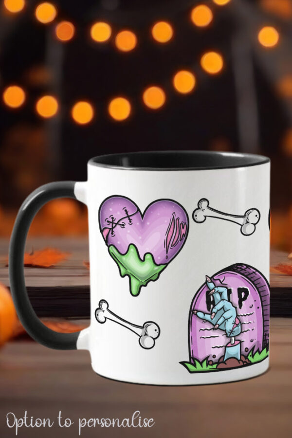 zombie brain juice gothic ceramic mug with option to personalise