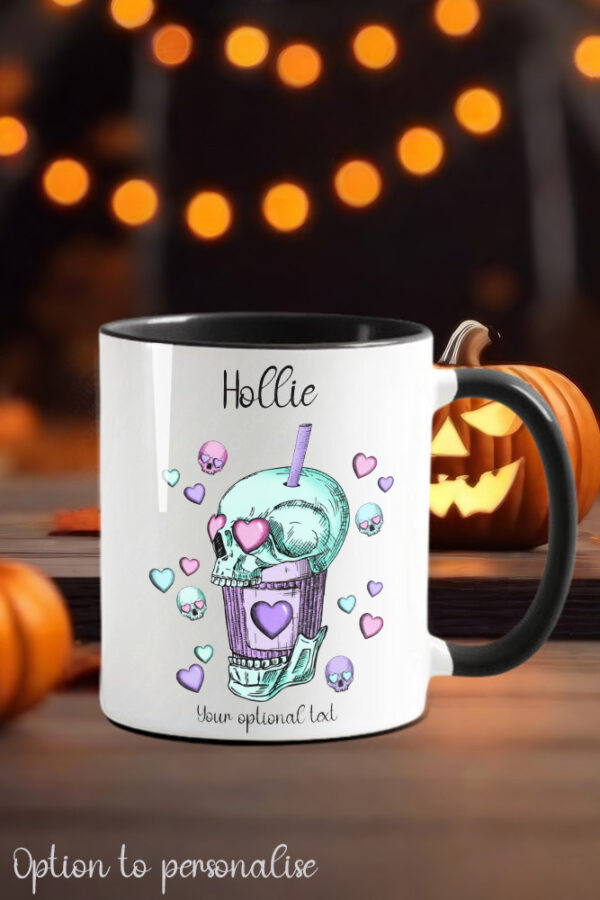 pastel skull hearts & lollipops gothic ceramic mug with option to personalise