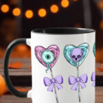 pastel skull hearts & lollipops gothic ceramic mug with option to personalise