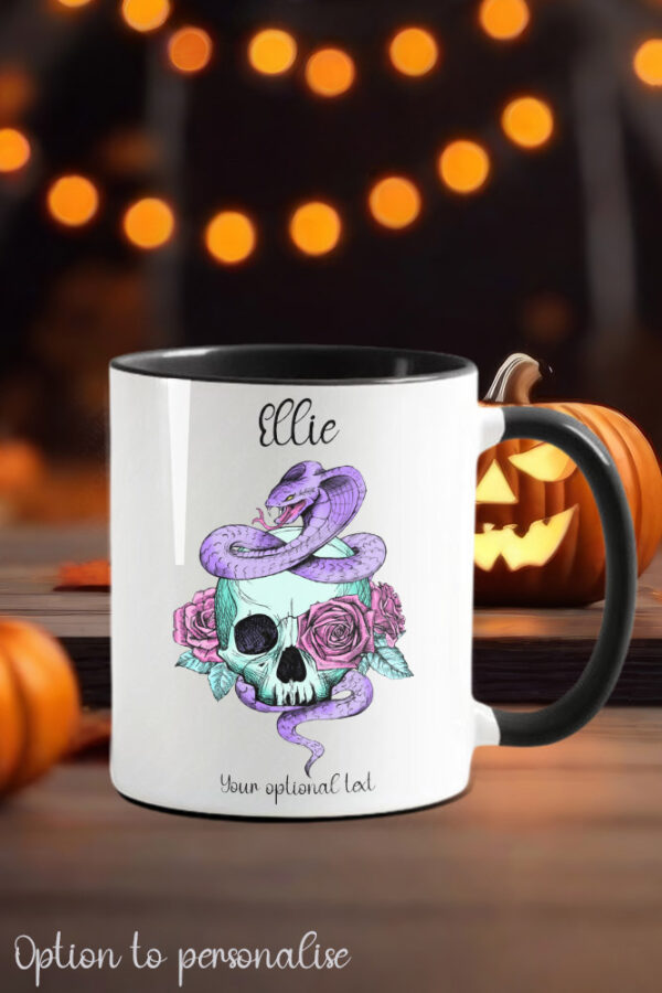 pastel skull & snake gothic ceramic mug with option to personalise
