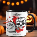 true crime junkie gothic ceramic mug with option to personalise