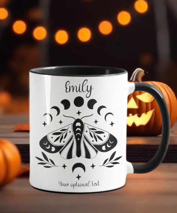 celestial moth gothic ceramic mug with option to personalise