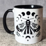 celestial moth gothic ceramic mug with option to personalise