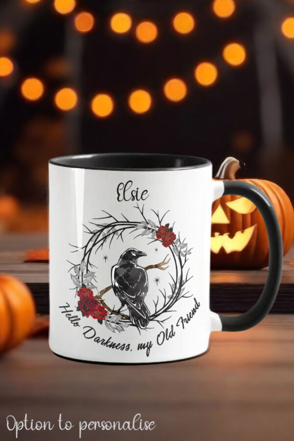 raven & red roses gothic ceramic mug with option to personalise