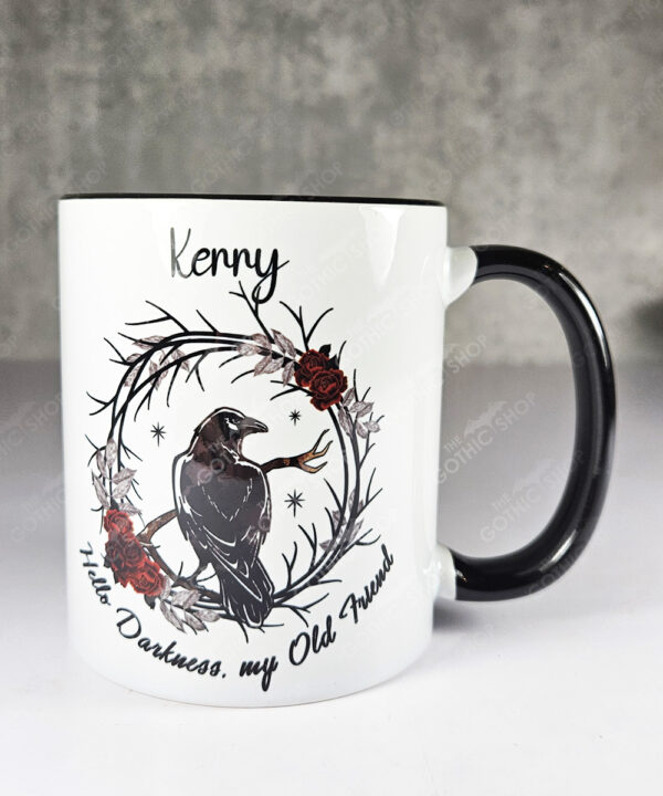 raven & red roses gothic ceramic mug with option to personalise