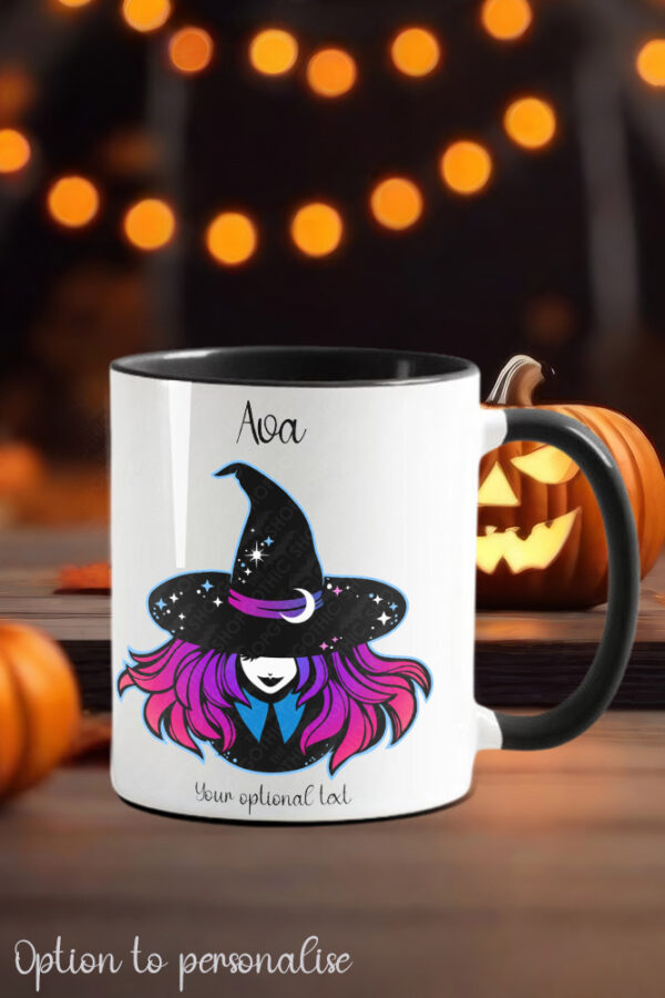 Witch Purple Pink Ombre Hair Gothic Ceramic Mug with Option to Personalise