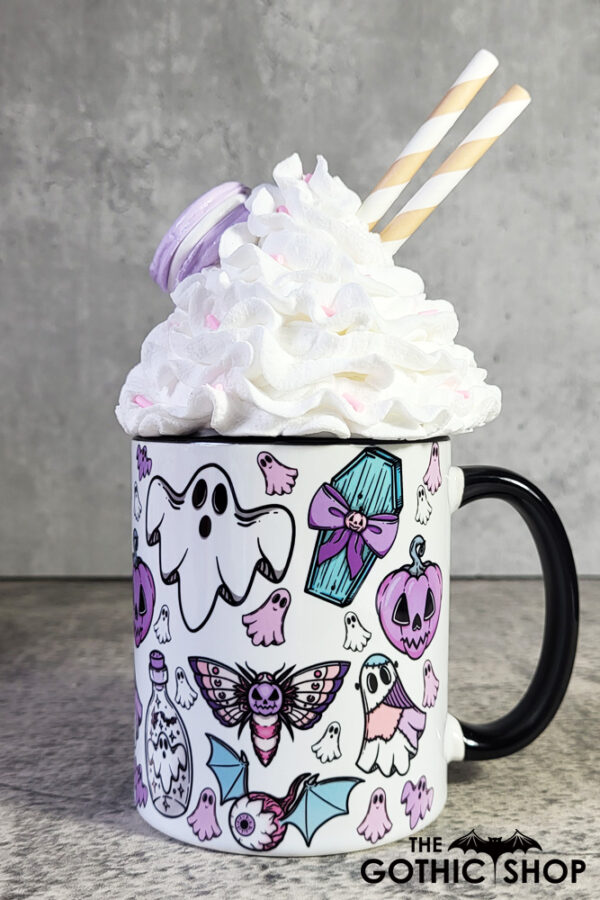 cute ghosties & purple pumpkins gothic ceramic mug with option to personalise