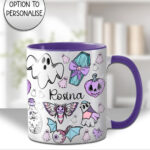 cute ghosties & purple pumpkins gothic ceramic mug with option to personalise