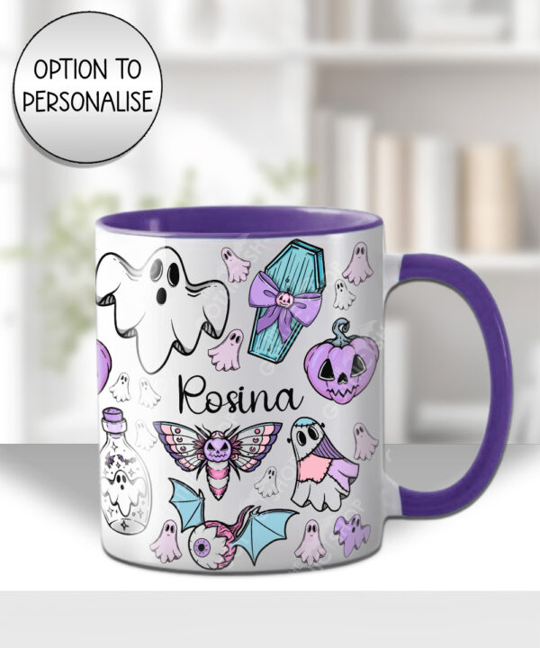 cute ghosties & purple pumpkins gothic ceramic mug with option to personalise