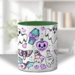 cute ghosties & purple pumpkins gothic ceramic mug with option to personalise