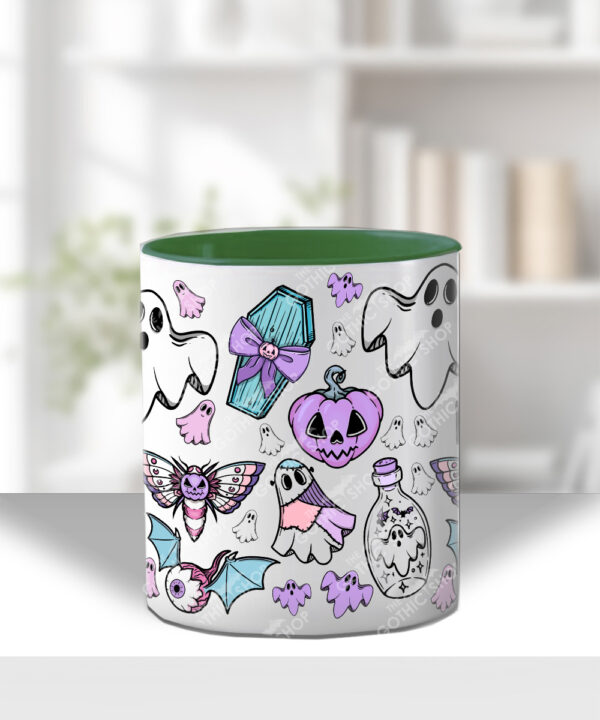 cute ghosties & purple pumpkins gothic ceramic mug with option to personalise