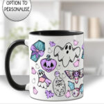 cute ghosties & purple pumpkins gothic ceramic mug with option to personalise