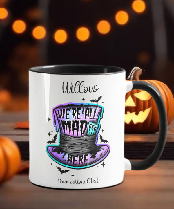 all mad here gothic ceramic mug with option to personalise