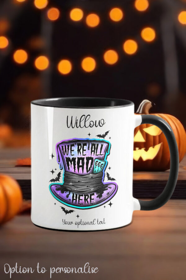 all mad here gothic ceramic mug with option to personalise