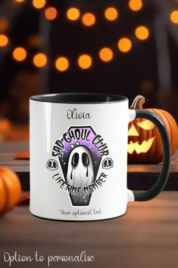 sad ghoul club ghostie gothic ceramic mug with option to personalise