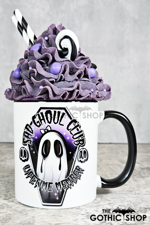 sad ghoul club ghostie gothic ceramic mug with option to personalise