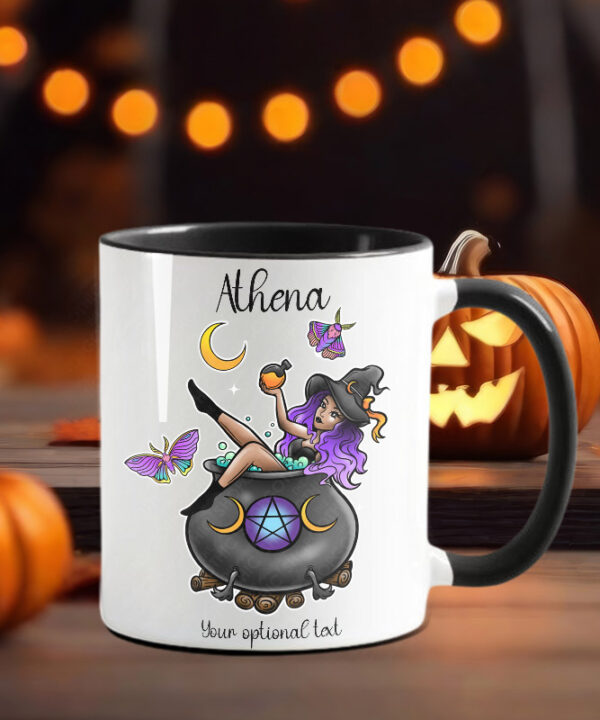 witch in cauldron gothic ceramic mug with option to personalise