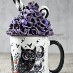 halloween owls gothic ceramic mug with option to personalise