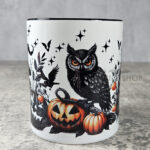 halloween owls gothic ceramic mug with option to personalise
