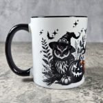 halloween owls gothic ceramic mug with option to personalise