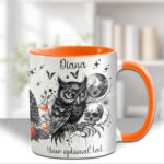 halloween owls gothic ceramic mug with option to personalise