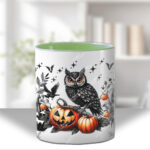 halloween owls gothic ceramic mug with option to personalise