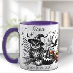 halloween owls gothic ceramic mug with option to personalise