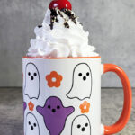 purple & white ghosties gothic mug with option to personalise