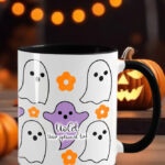 purple & white ghosties gothic mug with option to personalise
