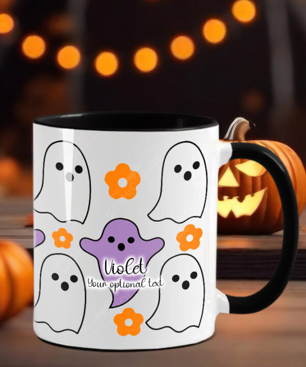 purple & white ghosties gothic mug with option to personalise