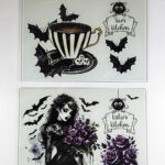 belladonna goth lady purple roses glass chopping board or worktop protector option to personalise