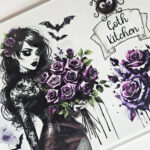 belladonna goth lady purple roses glass chopping board or worktop protector option to personalise
