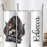 nevermore skull raven cameo gothic 20oz straight tumbler with option to personalise