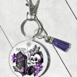 dead inside skeleton coffin round gothic keyring